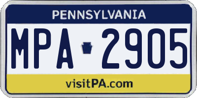 PA license plate MPA2905