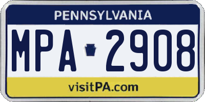 PA license plate MPA2908