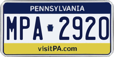 PA license plate MPA2920