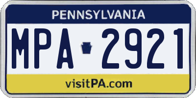 PA license plate MPA2921