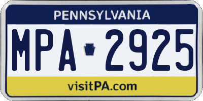 PA license plate MPA2925