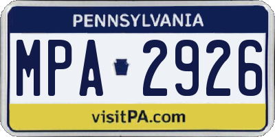 PA license plate MPA2926