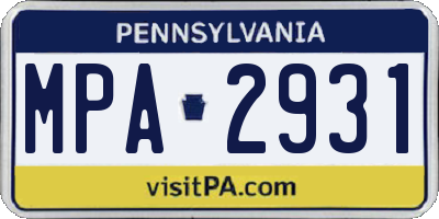 PA license plate MPA2931