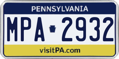 PA license plate MPA2932
