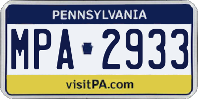 PA license plate MPA2933