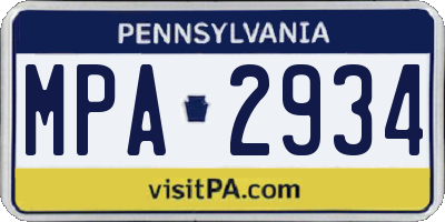 PA license plate MPA2934