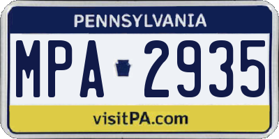 PA license plate MPA2935