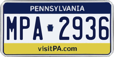 PA license plate MPA2936