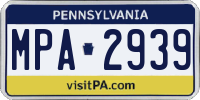 PA license plate MPA2939