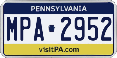 PA license plate MPA2952