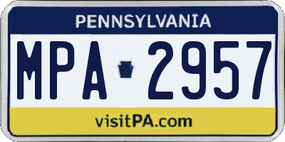 PA license plate MPA2957