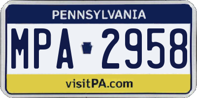 PA license plate MPA2958