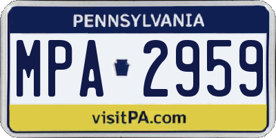 PA license plate MPA2959