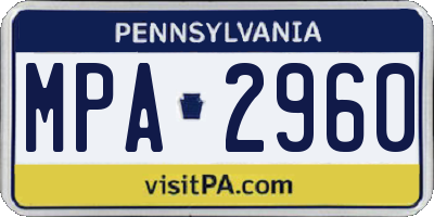 PA license plate MPA2960