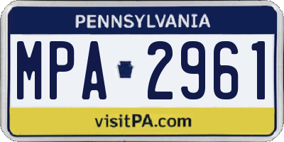 PA license plate MPA2961