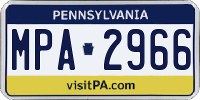 PA license plate MPA2966