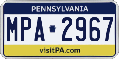 PA license plate MPA2967