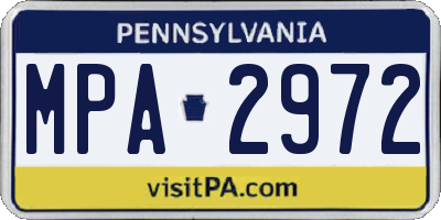 PA license plate MPA2972