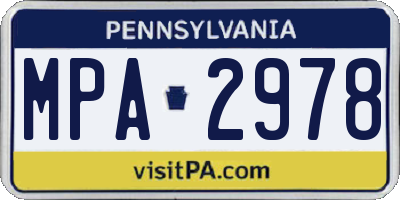 PA license plate MPA2978