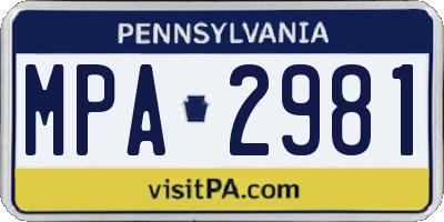 PA license plate MPA2981