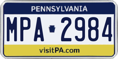 PA license plate MPA2984