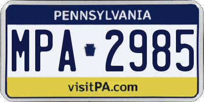 PA license plate MPA2985