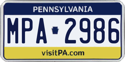 PA license plate MPA2986