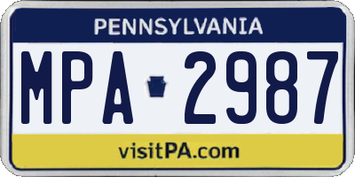 PA license plate MPA2987