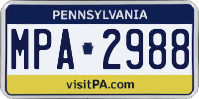 PA license plate MPA2988