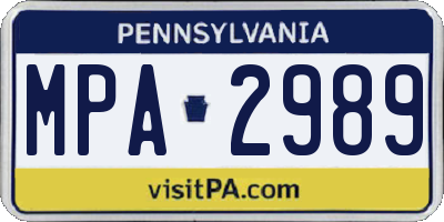 PA license plate MPA2989