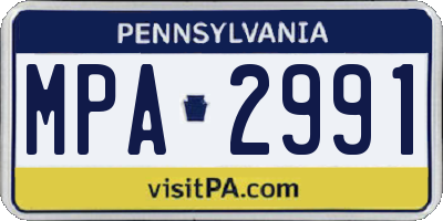 PA license plate MPA2991