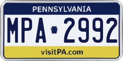 PA license plate MPA2992