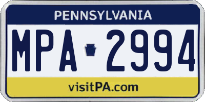 PA license plate MPA2994