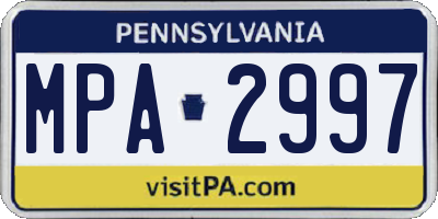 PA license plate MPA2997