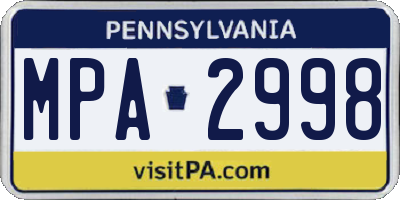 PA license plate MPA2998