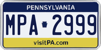 PA license plate MPA2999