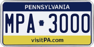 PA license plate MPA3000
