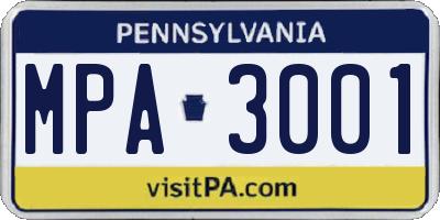 PA license plate MPA3001