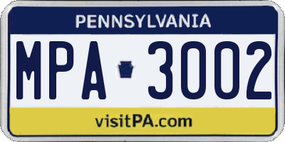 PA license plate MPA3002