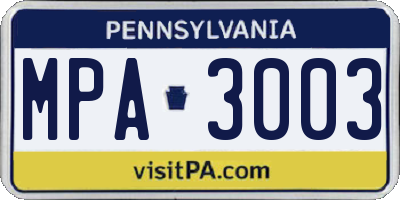 PA license plate MPA3003