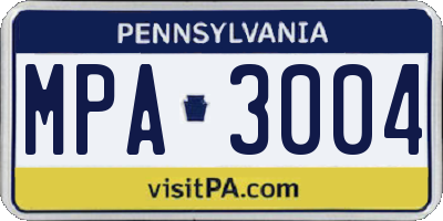 PA license plate MPA3004