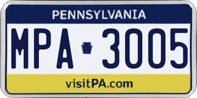 PA license plate MPA3005