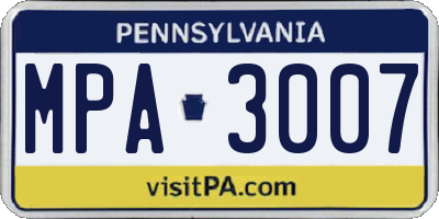 PA license plate MPA3007