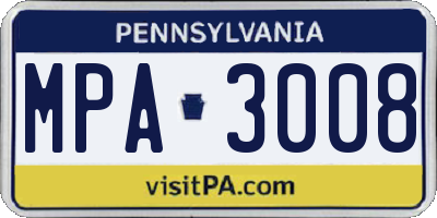 PA license plate MPA3008