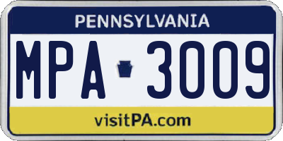 PA license plate MPA3009