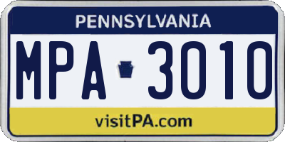 PA license plate MPA3010