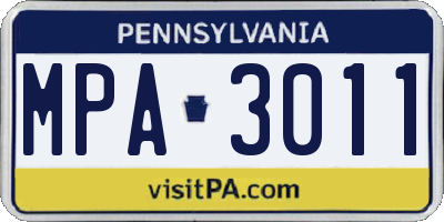 PA license plate MPA3011