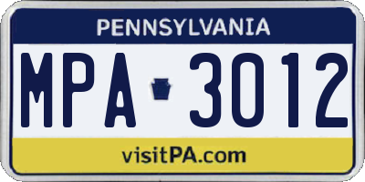 PA license plate MPA3012