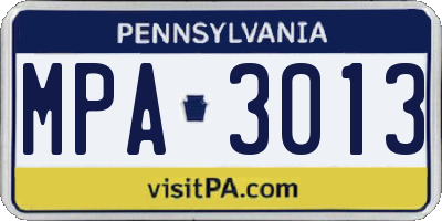 PA license plate MPA3013