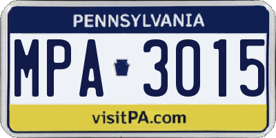 PA license plate MPA3015